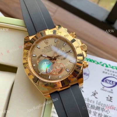 Copy Rolex Daytona Rubber Strap Oysterflex Strap Yellow Gold 43mm